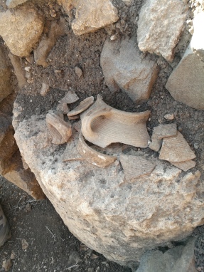 Broken pottery at Omrit, Israel